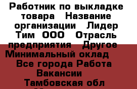 Работник по выкладке товара › Название организации ­ Лидер Тим, ООО › Отрасль предприятия ­ Другое › Минимальный оклад ­ 1 - Все города Работа » Вакансии   . Тамбовская обл.,Моршанск г.